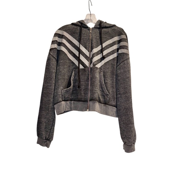 WILDFOX Tri stripe Burnout Jersey jacket women’s size large - Picture 3 of 17